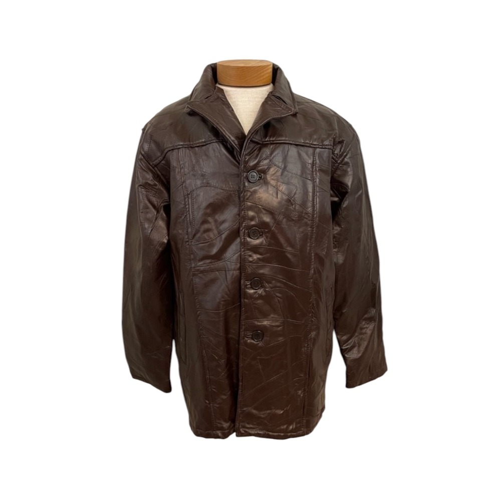 Vintage 90s Y2K Patchwork Leather Jacket XL Brown Retro Grunge Western Americana